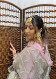Pink and Grey Anarkali with Salwar Suit