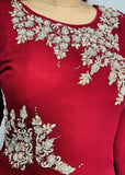 Maroon Trouser Suit with Silver Work