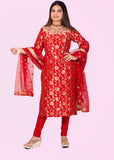 Red Banarsi Pajami Suit