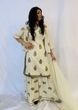Cream Plazzo Suit