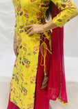 Yellow Banarsi Plazzo Suit