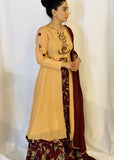 Beige Crepe Lehnga