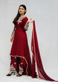 Maroon Trouser Suit with Silver Work