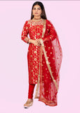 Red Banarsi Pajami Suit