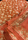 Unstitched Rust Banarsi Suit
