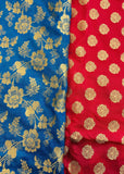 Unstitched Pink and Blue Banarsi Suit