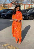 Tangerine Orange Banarasi Silk Suit