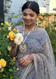 Grey Organza Pre-pleated Saree