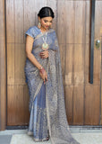 Grey Organza Pre-pleated Saree
