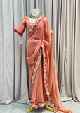Peach Red Saree