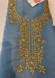 Blue Neck Embroidery Unstitched Suit