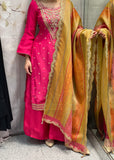 XS Pink-Multi Plazzo Suit