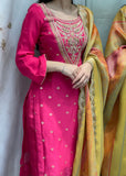 XS Pink-Multi Plazzo Suit