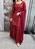 Maroon Sharara Suit
