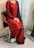 Maroon Black Farshi Suit