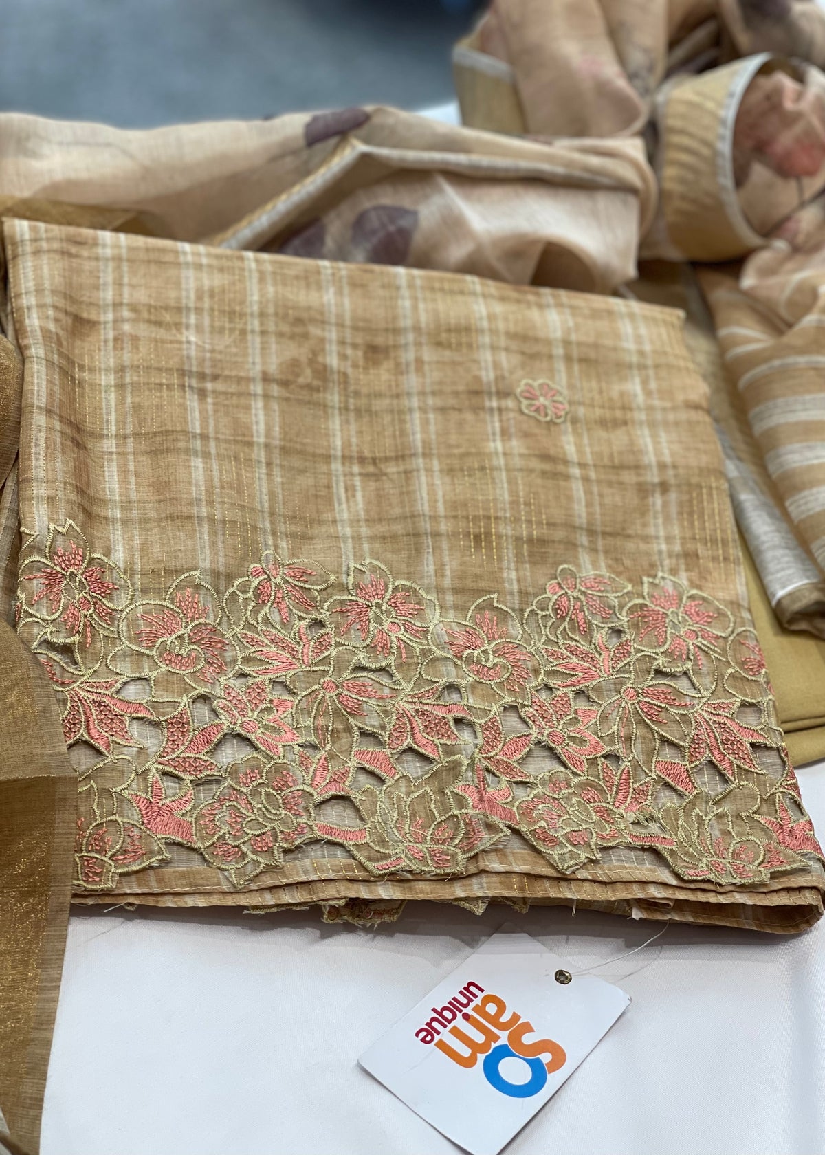 Gold Chanderi Unstitched suit