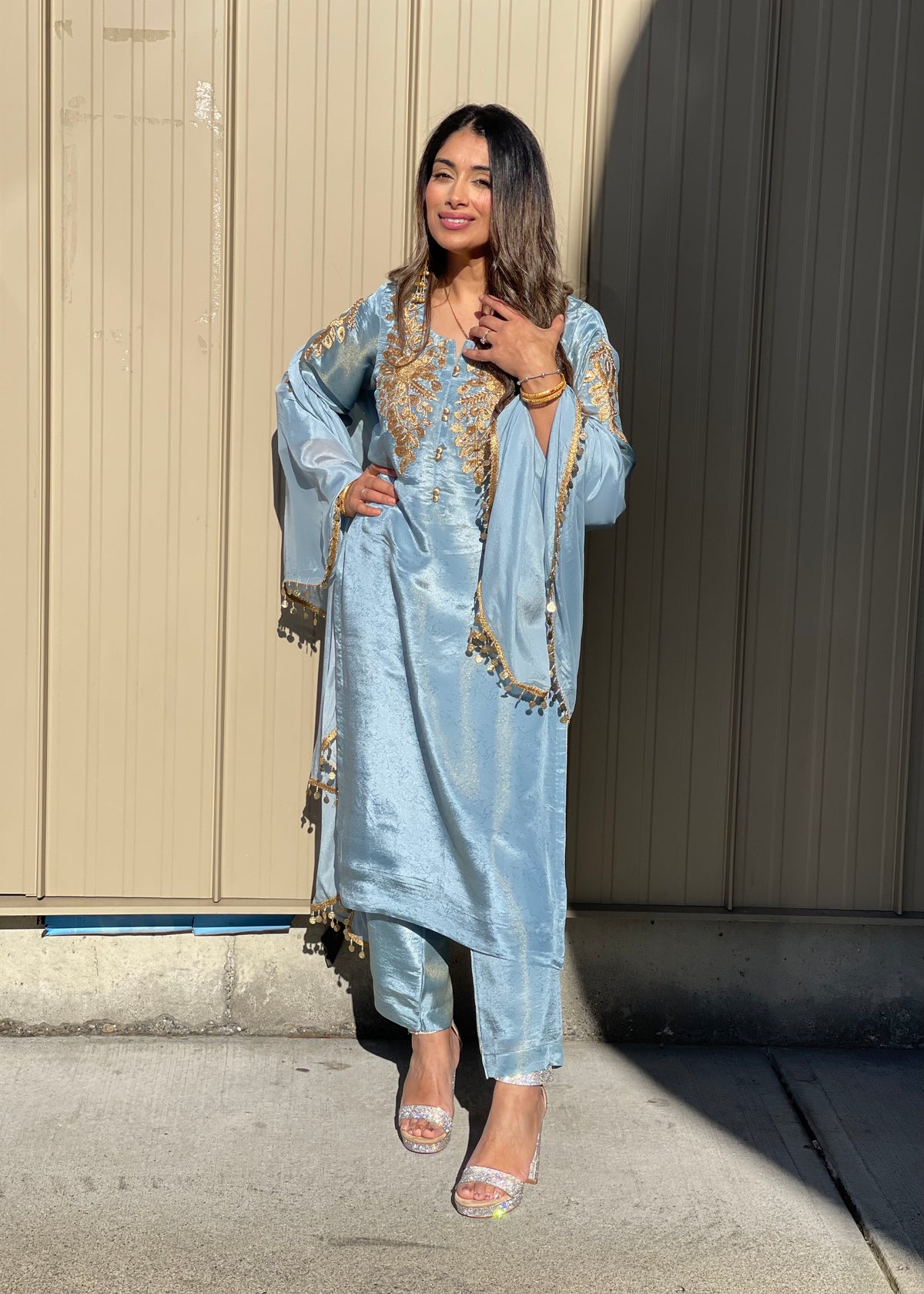 Blueish Grey Trouser Suit