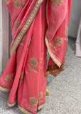 Peachy Pink Saree