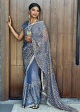 Grey Organza Pre-pleated Saree