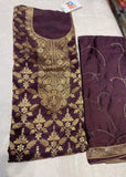 Plum Banarsi Unstitched suit