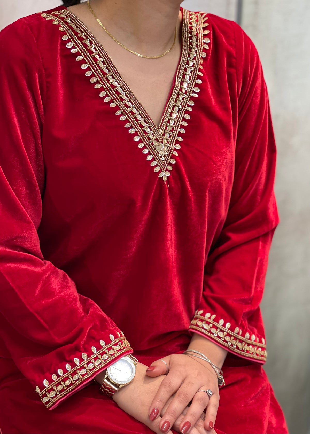 Red Velvet Trouser Suit