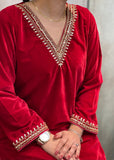 Red Velvet Trouser Suit