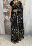 Georgette Black Saree