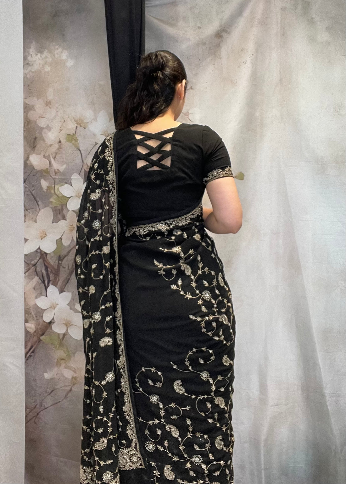 Georgette Black Saree