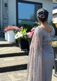 Grey Organza Pre-pleated Saree