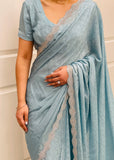 Saree with silver work