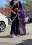 Dark Purple Embroidered Saree