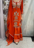 Orange Mirror work Sharara
