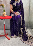 Dark Purple Embroidered Saree
