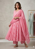Baby Pink Anarkali Cotton Suit