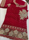 Red Shimmer Unstitched Suit