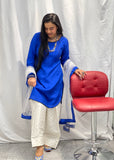 White Blue Farshi Salwar Suit