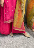 XS Pink-Multi Plazzo Suit