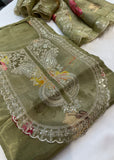 Green Floral Dupatta Suit