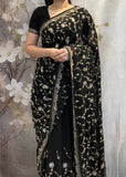 Georgette Black Saree