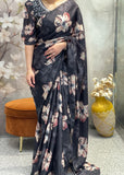 Black Floral Saree