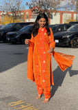 Tangerine Orange Banarasi Silk Suit