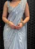 Grey Blue Saree