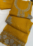 Yellow Shimmer Unstitched suit