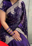 Dark Purple Embroidered Saree