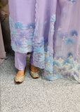 Purple-Flower embroidery Trouser Suit