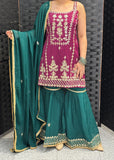 Wine Green Sharara Suit