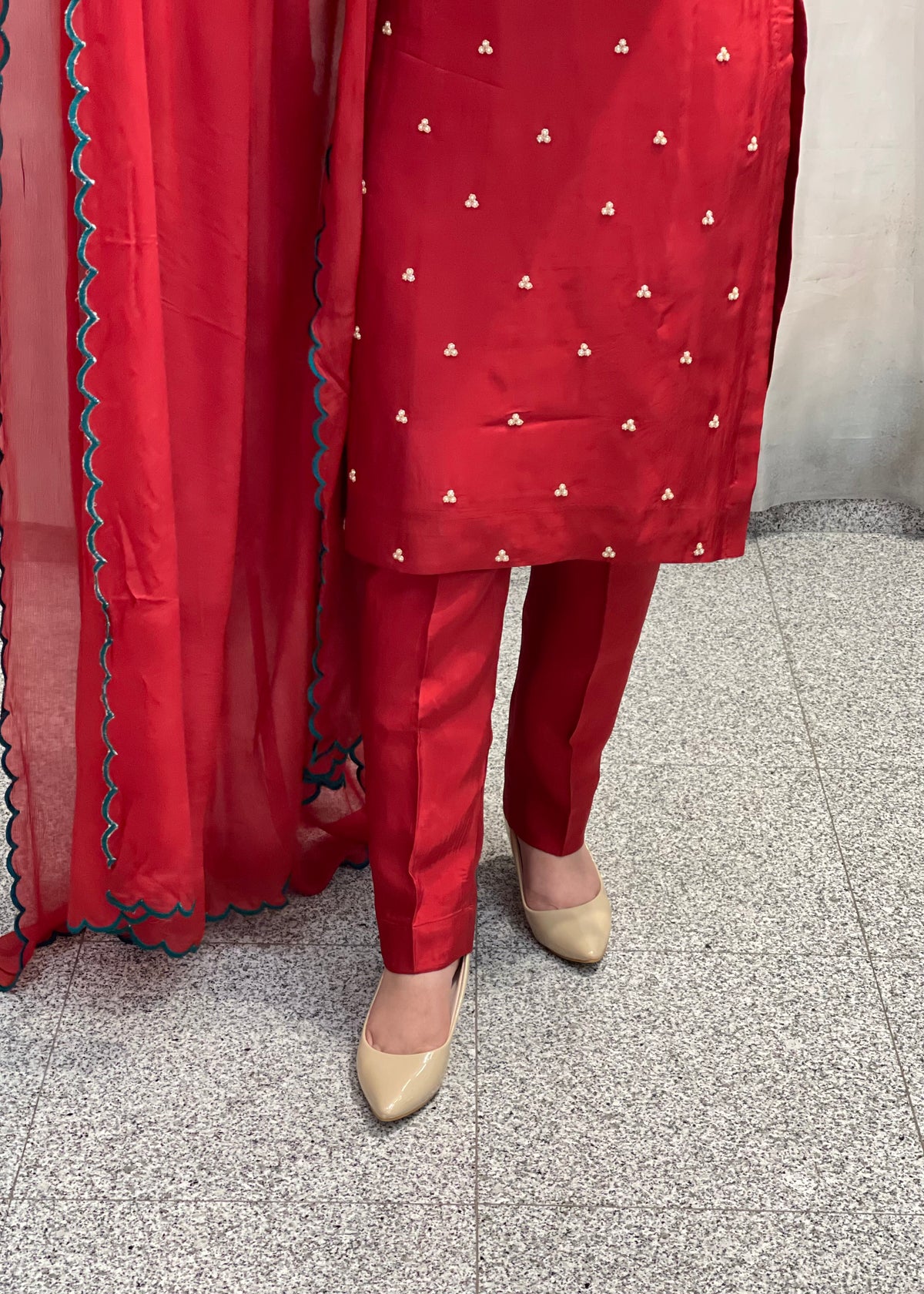 Maroon Silk Trouser  suit