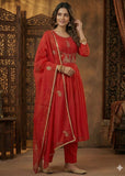 Red Chanderi Silk Trouser