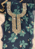 Blue Mirror work Unstitched Suit