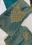 Teal shimmer unstitched suit